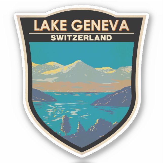 Lake Geneva Switzerland Travel Art Vintage (Front)
