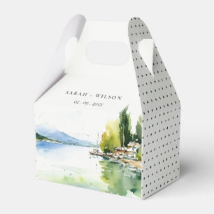 Lake Geneva Switzerland Watercolor Scape Wedding Favor Box
