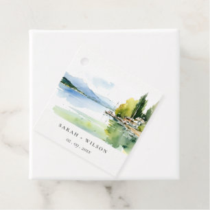 Lake Geneva Switzerland Watercolor Scape Wedding Favour Tags
