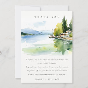 Lake Geneva Switzerland Watercolor Scape Wedding Thank You Card