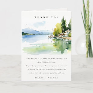 Lake Geneva Switzerland Watercolor Scape Wedding Thank You Card