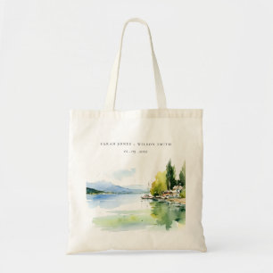 Lake Geneva Switzerland Watercolor Scape Wedding Tote Bag