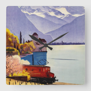 Lake Geneva Travel Square Wall Clock