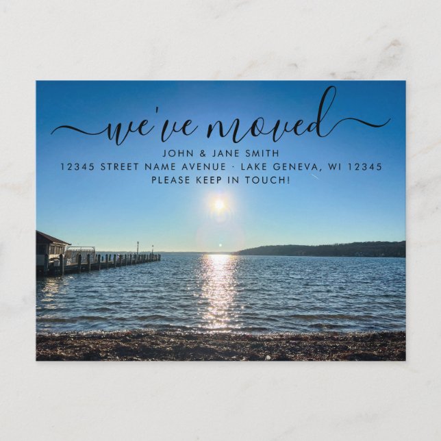 Lake Geneva Wisconsin Moving Announcement Postcard (Front)