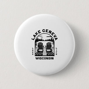 Lake Geneva Wisconsin Outdoors Vintage 3 2 Inch Round Button