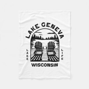 Lake Geneva Wisconsin Outdoors Vintage 3 Fleece Blanket