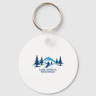 Lake Geneva Wisconsin Ski Resort Skiing Skier Keychain