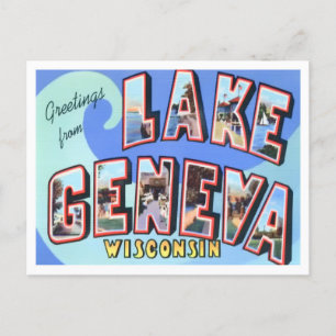 Lake Geneva, Wisconsin Vintage Big Letters Postcard