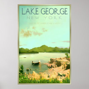 Lake George New York Adirondacks Retro Travel Poster