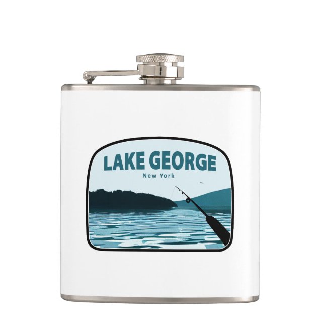 Lake George New York Fishing Rod Hip Flask (Front)