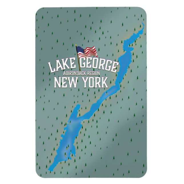 Lake George New York Map Magnet (Vertical)
