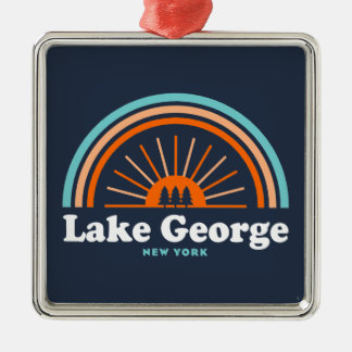 Lake George, New York Rainbow Metal Ornament