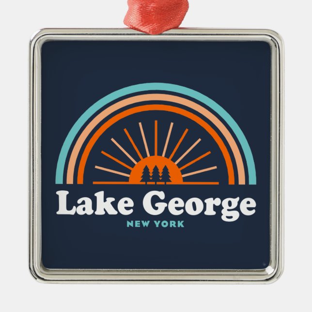 Lake George, New York Rainbow Metal Ornament (Front)