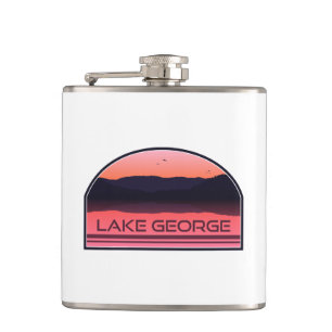 Lake George New York Red Sunrise Hip Flask