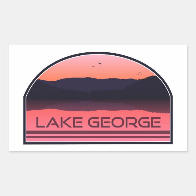Lake George New York Red Sunrise Sticker (Front)