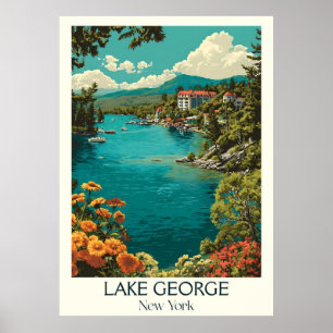 Lake George New York Vintage Adirondack Lake Art Poster