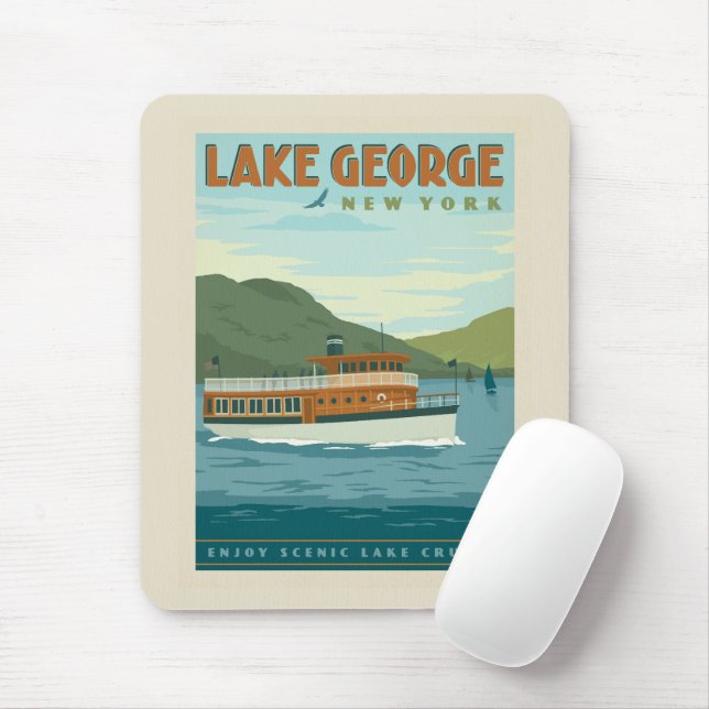 Lake George, New York | Vintage Boat Mouse Pad (With Mouse)