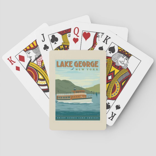 Lake George, New York | Vintage Boat Playing Cards (Back)