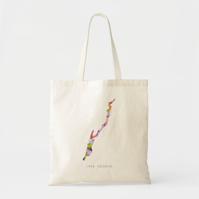 Lake George Silhouette Map Tote Bag (Front)
