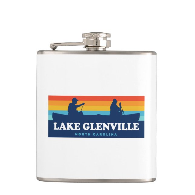 Lake Glenville North Carolina Canoe Hip Flask (Front)