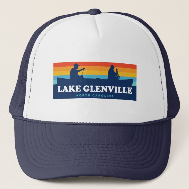 Lake Glenville North Carolina Canoe Trucker Hat (Front)
