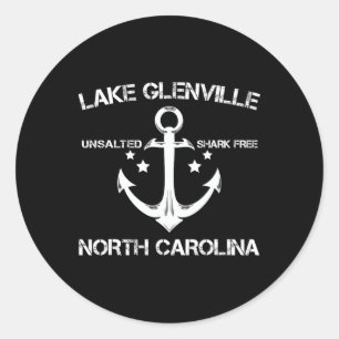 Lake Glenville North Carolina Funny Fishing Campin Classic Round Sticker