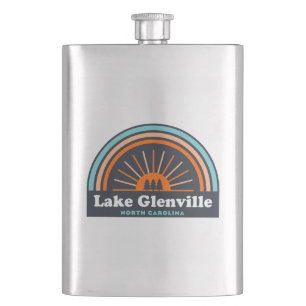 Lake Glenville North Carolina Rainbow Hip Flask
