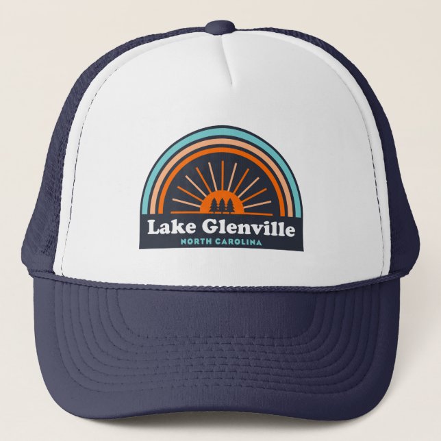 Lake Glenville North Carolina Rainbow Trucker Hat (Front)