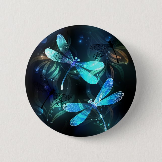 Lake Glowing Dragonflies 2 Inch Round Button (Front)