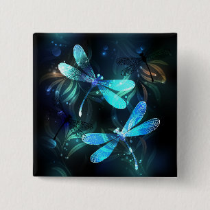Lake Glowing Dragonflies 2 Inch Square Button