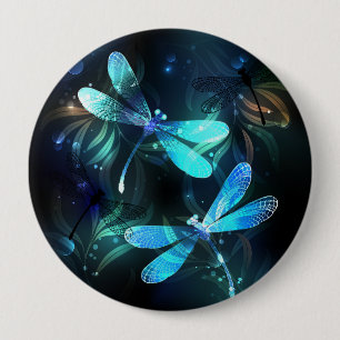 Lake Glowing Dragonflies 4 Inch Round Button