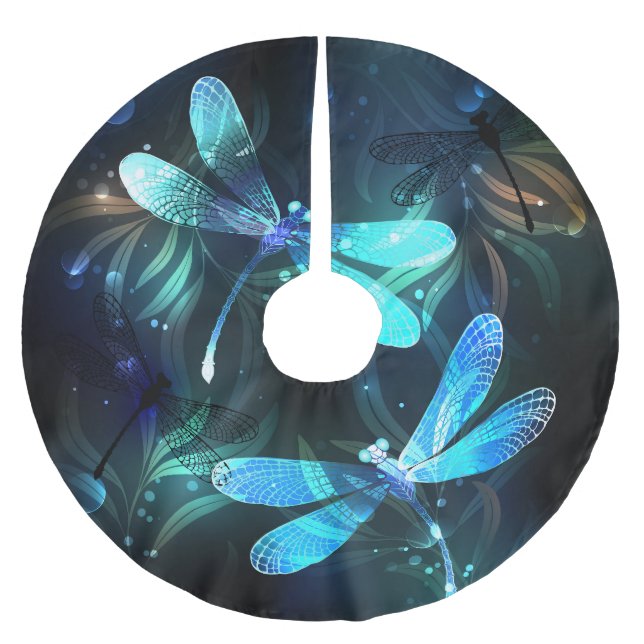 Lake Glowing Dragonflies Brushed Polyester Tree Skirt (Front)