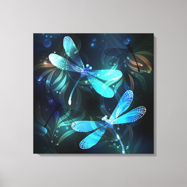 Lake Glowing Dragonflies Canvas Print (Front)