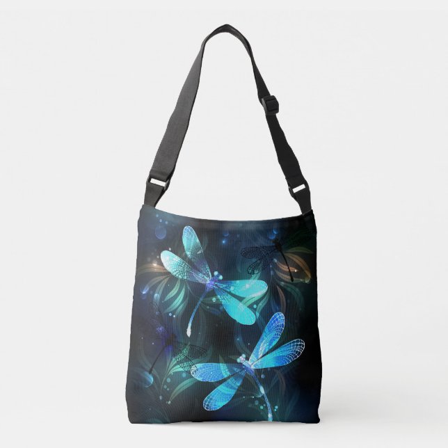 Lake Glowing Dragonflies Crossbody Bag (Front)