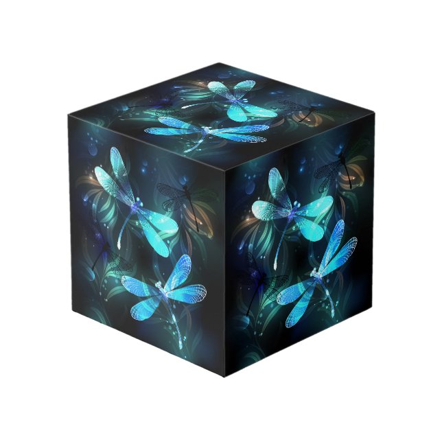 Lake Glowing Dragonflies Cube (Front Angled)
