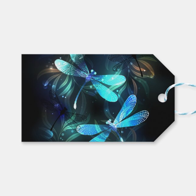 Lake Glowing Dragonflies Gift Tags (Front (Horizontal))