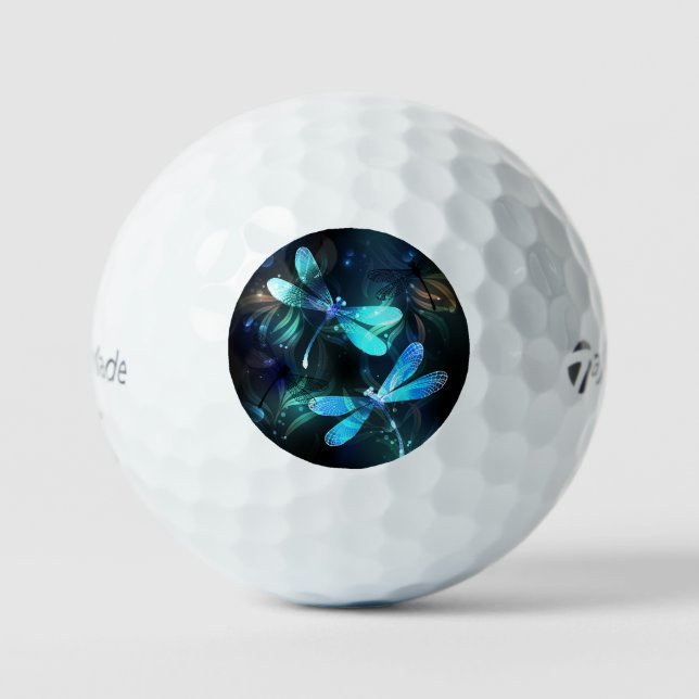 Lake Glowing Dragonflies Golf Balls (Front)