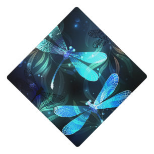 Lake Glowing Dragonflies Graduation Cap Topper