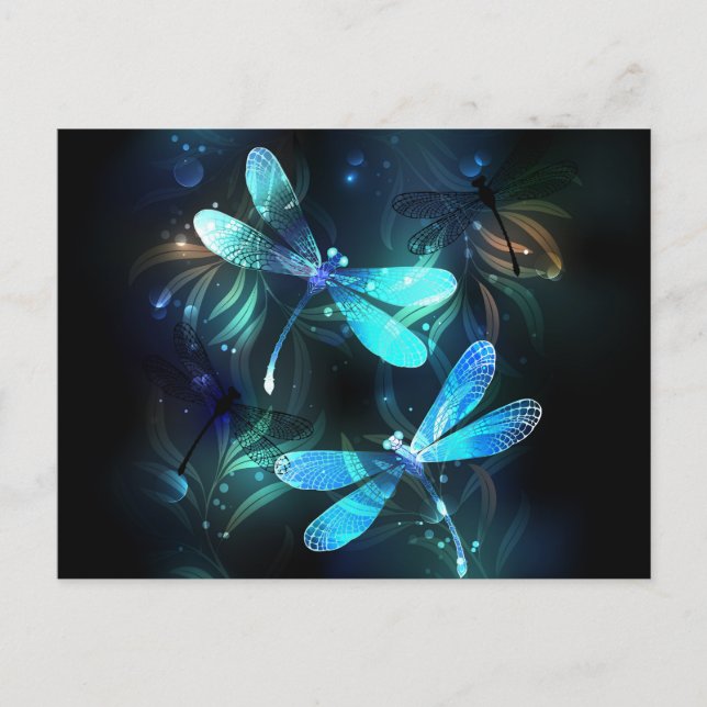 Lake Glowing Dragonflies Holiday Postcard (Front)