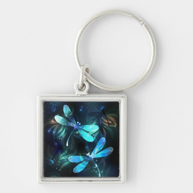 Lake Glowing Dragonflies Keychain (Front)