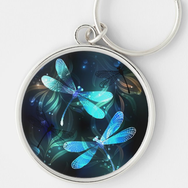 Lake Glowing Dragonflies Keychain (Front)