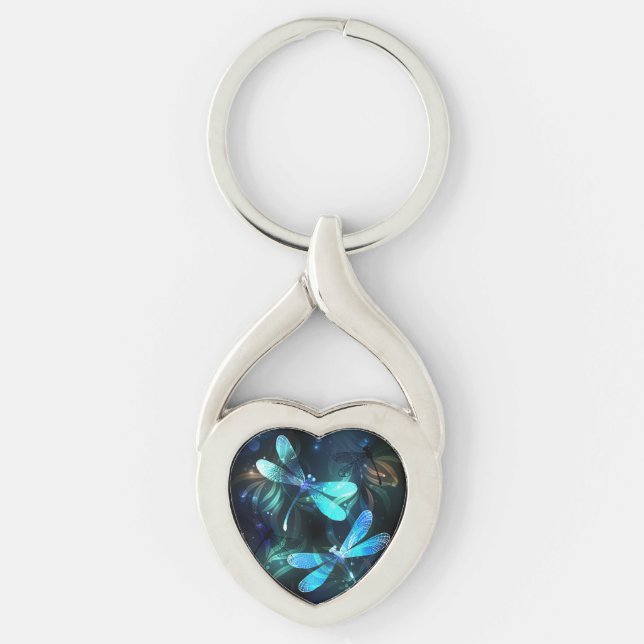 Lake Glowing Dragonflies Keychain (Front)