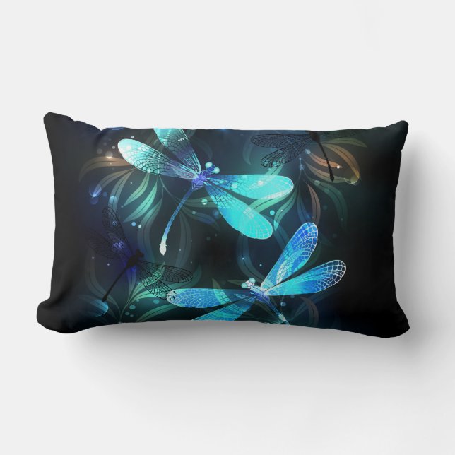 Lake Glowing Dragonflies Lumbar Pillow (Front)