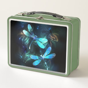 Lake Glowing Dragonflies Metal Lunch Box