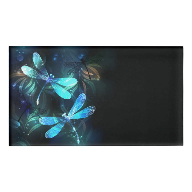 Lake Glowing Dragonflies Name Tag (Front)