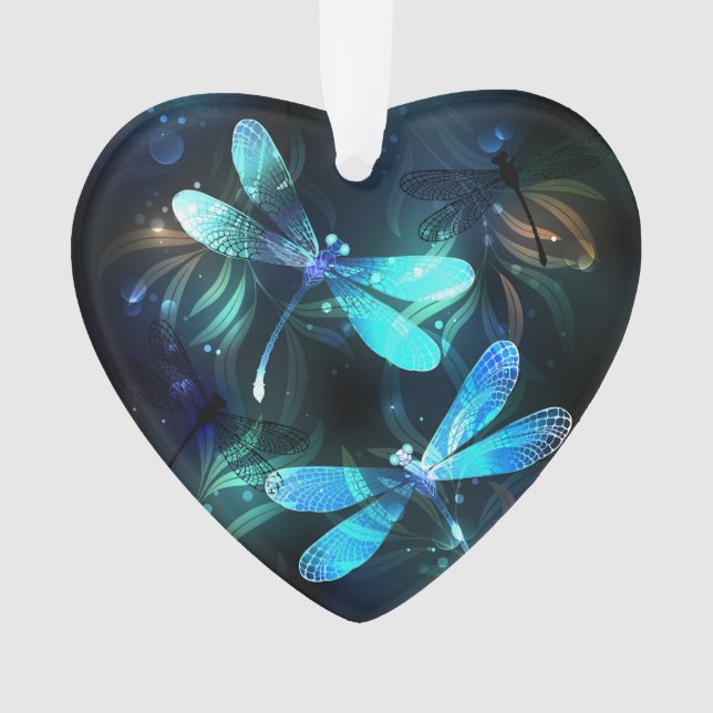 Lake Glowing Dragonflies Ornament (Front)