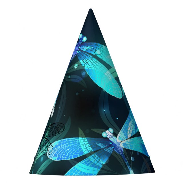 Lake Glowing Dragonflies Party Hat (Front)