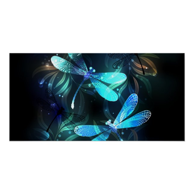 Lake Glowing Dragonflies Poster (Front)