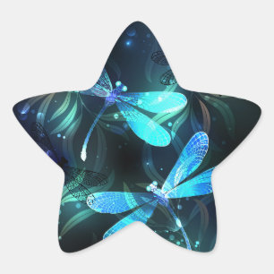 Lake Glowing Dragonflies Star Sticker