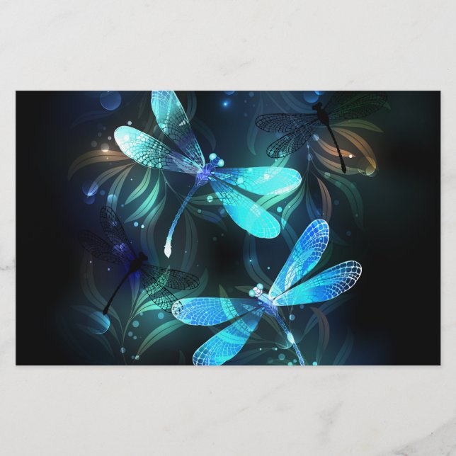 Lake Glowing Dragonflies Stationery (Front)